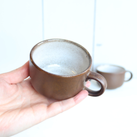 Vintage kopjes 70s ceramo bruin wit