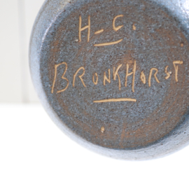 Vintage vaasje keramiek blauw Bronkhorst