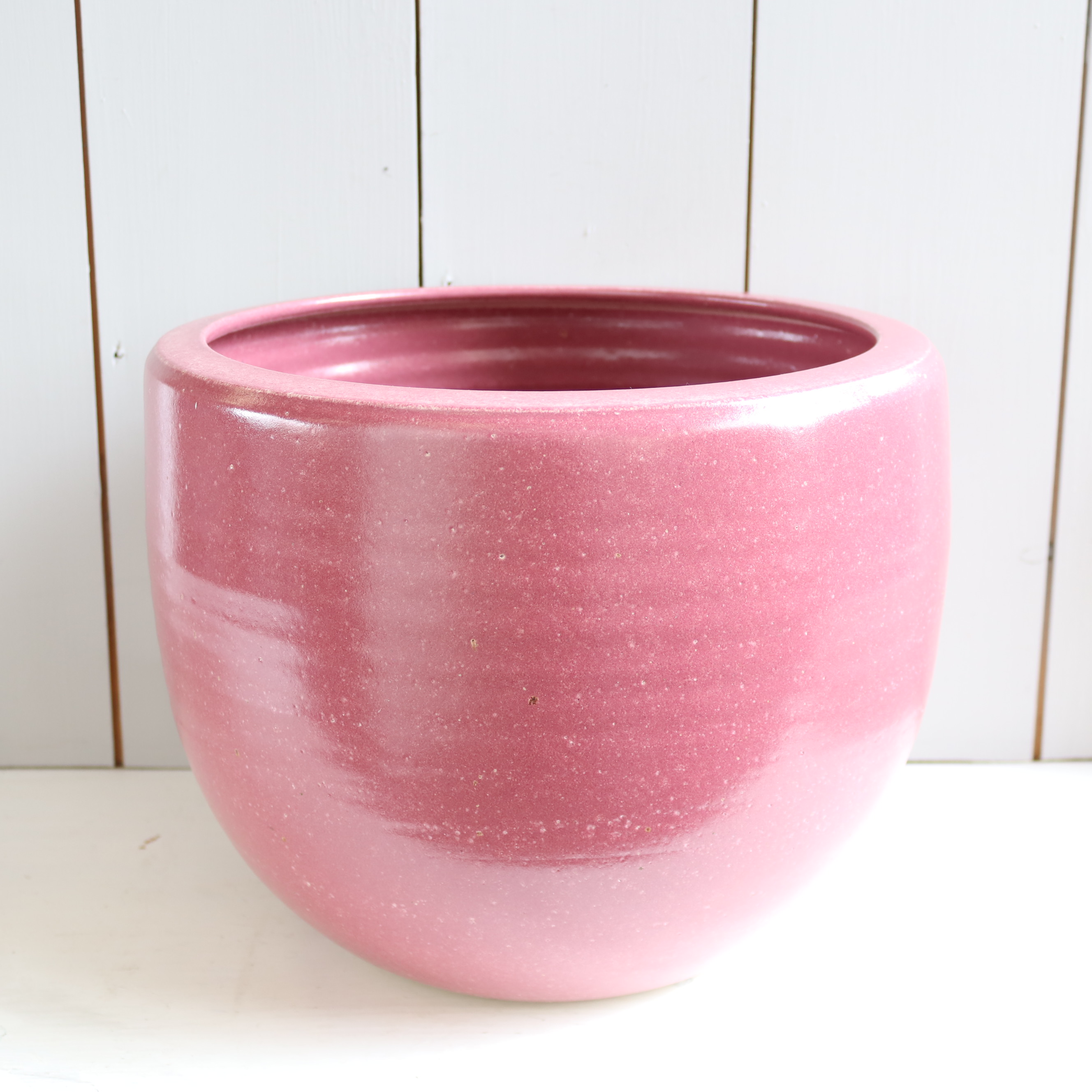 Vintage bloempot XL groot donker roze