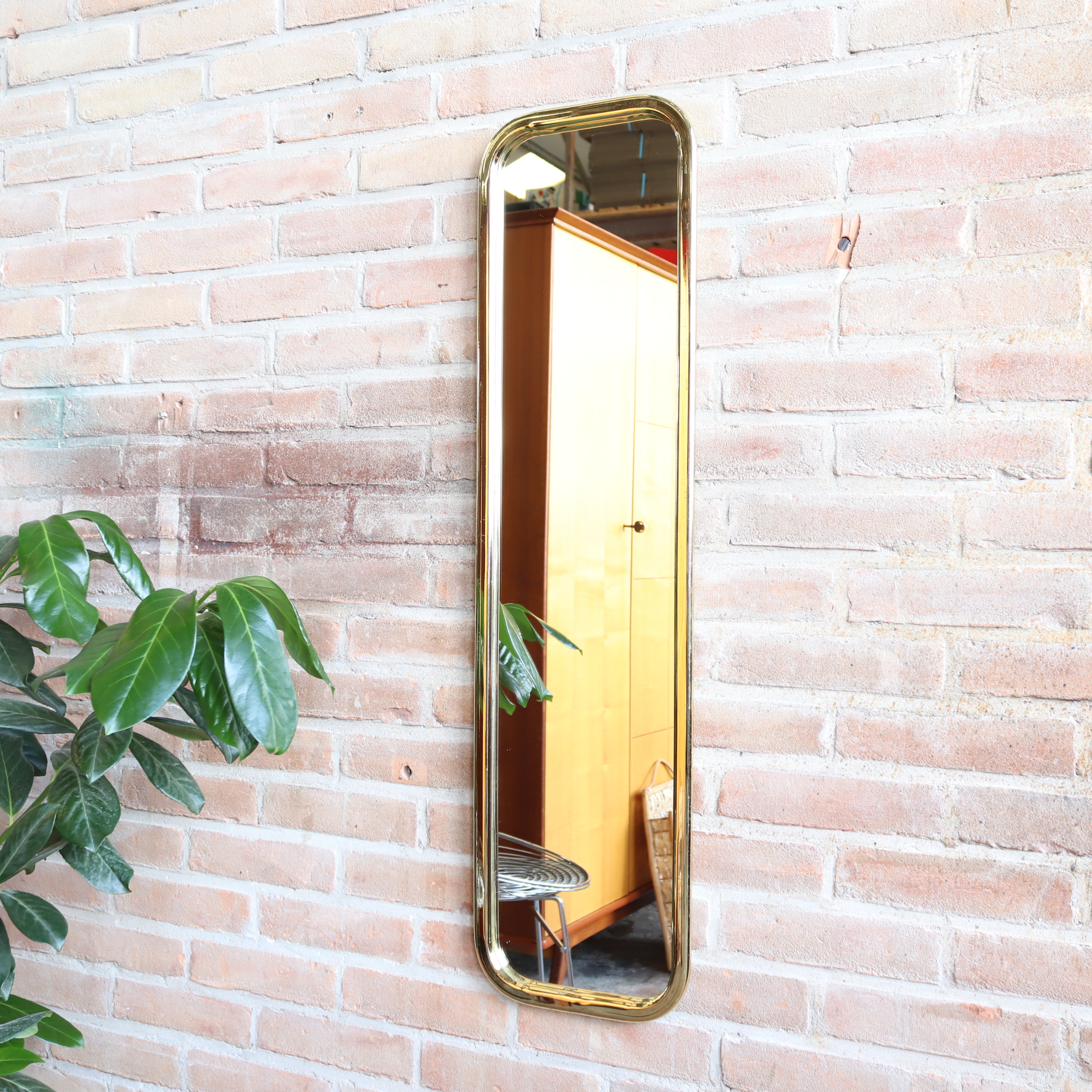 Vintage pas spiegel messing