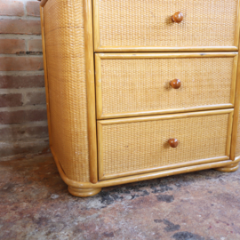 Vintage rotan ladekast nachtkastje