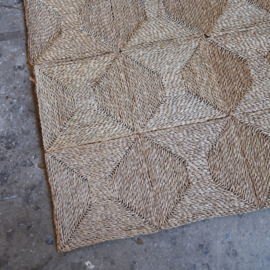 Rieten mat vloerkleed loper jaren 70