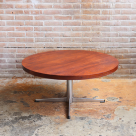 Vintage salontafel rond hout metaal mid-century