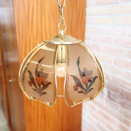 Vintage hanglampje klein messing glas