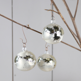 Vintage set 3 kerstballen glitter