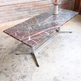 Vintage salontafel marmer steen zwart metaal