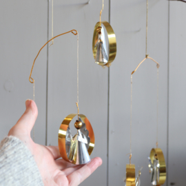 Vintage kerstmobiel engelen glas