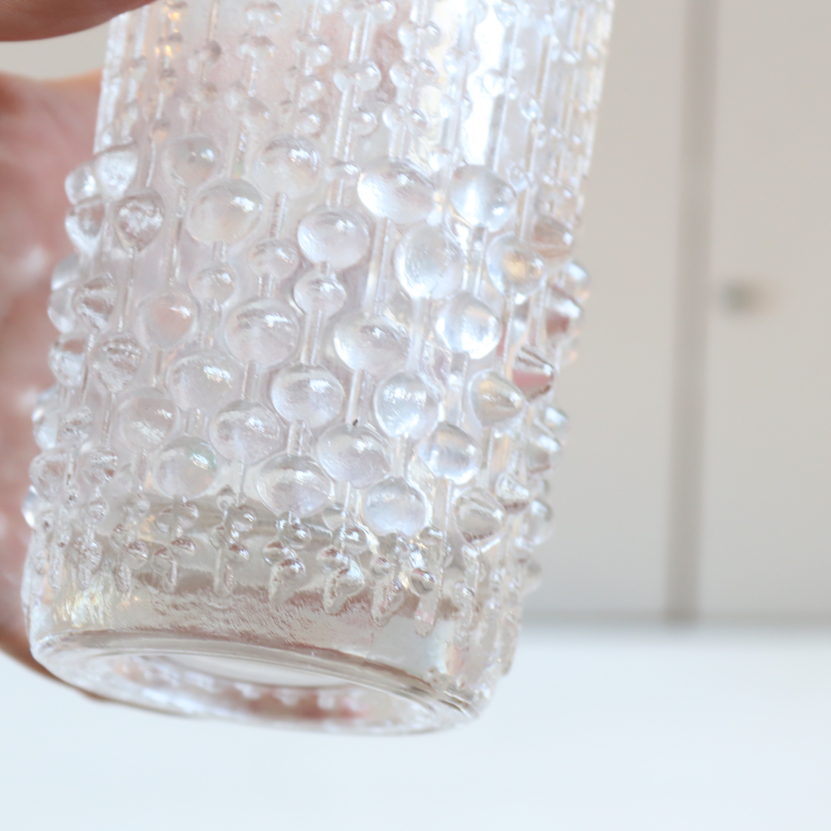 Vintage vaas glas drubbels Hermanova Sklo candele wax