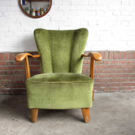 Vintage fauteuil velours groen