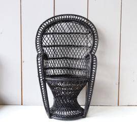 vintage poppen pauwenstoel zwart