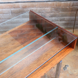 Vintage salontafel hout glas