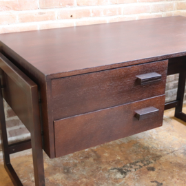 Vintage groot bureau jaren 70 donker hout