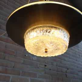 Vintage handlamp plafond messing dik glas 1960 ufo model