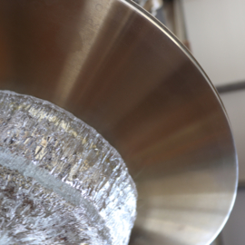 Vintage handlamp plafond messing dik glas 1960 ufo model