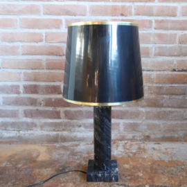 Vintage lampenkap zwart marmer messing goud