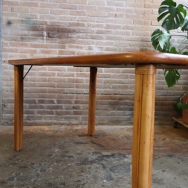 Vintage eettafel rotan 70s ribbel