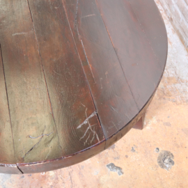 Vintage jaren 70 eik salontafel Brutalist Wabi-Sabi rond