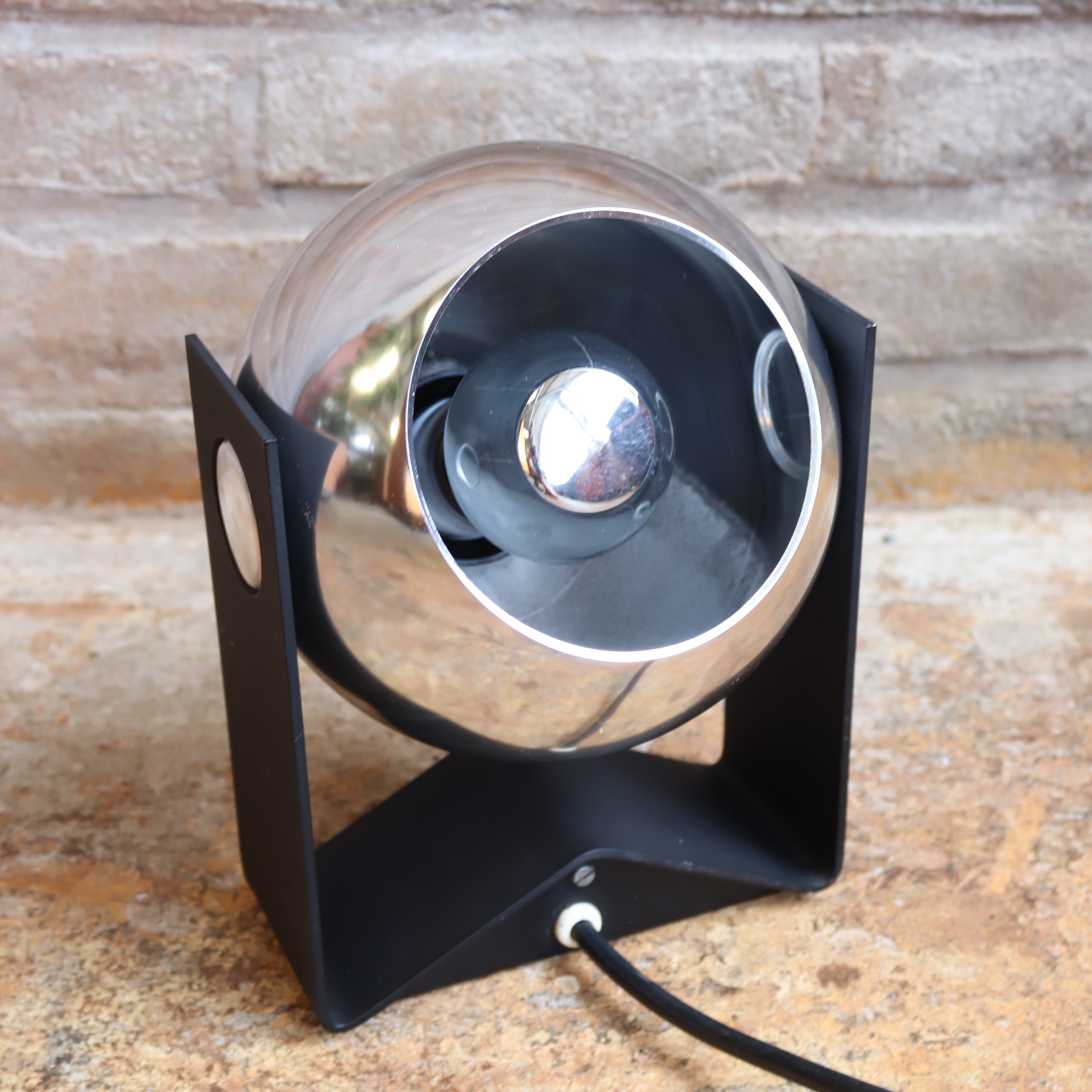Vintage wand spot lamp space age chroom zwart novalux