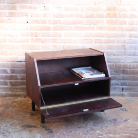 Vintage klein tv meubel donker hout