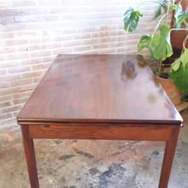 Vintage eettafel uitschuifbaar donker hout jaren 70