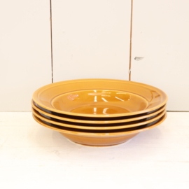 Vintage oker geel bord groot diep jaren 70