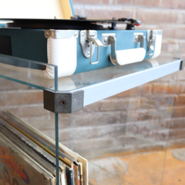 platenspeler kastje van glas vintage jaren 60