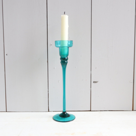 Vintage kandelaar turquoise groen glas