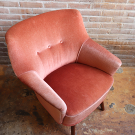 Vintage fauteuil velours roze