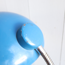 Vintage bureaulamp grote ronde kap metaal blauw