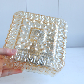 Vintage jaren 70 plafondlamp bubbel glas vierkant geel