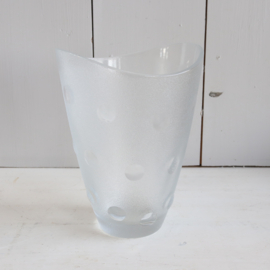 Vintage mid century Italiaanse polka dot vaas jaren 70 glas Italy stippen