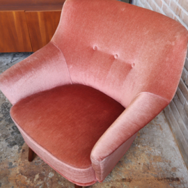 Vintage fauteuil velours roze