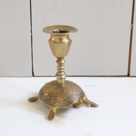 Vintage messing kandelaar schildpad