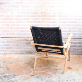 Vintage fauteuil jaren 50 touw hout