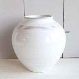 Vintage vaas wit streep handgemaakt