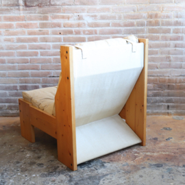 Vintage pinewood fauteuil jaren 70
