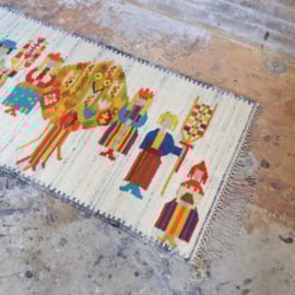 Kleurrijke kelim vloerkleed / wandkleed Folk Art