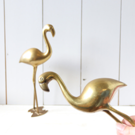 Set twee vintage messing flamingo