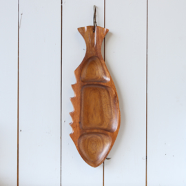 Vintage schaal hout vis