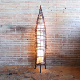 vintage vloerlamp staande lamp gevlochten riet stof Japandi