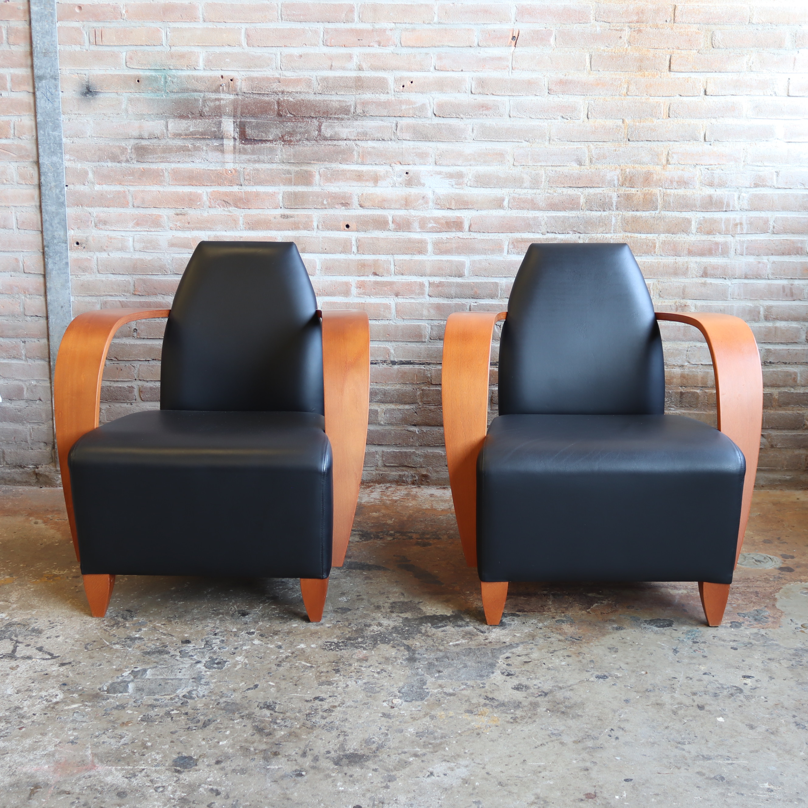 Vintage fauteuil leer hout spaans jaren 80