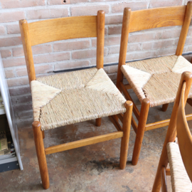 set 6 vintage stoelen rieten zitting