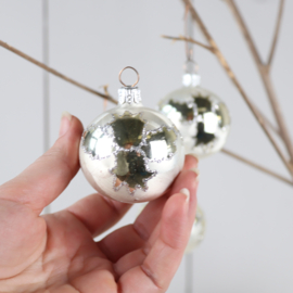 Vintage set 3 kerstballen glitter