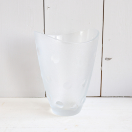 Vintage mid century Italiaanse polka dot vaas jaren 70 glas Italy stippen