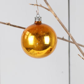 Vintage oker geel kerstbal ornament