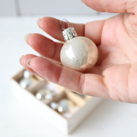 vintage mini kerstballen zilver glitter