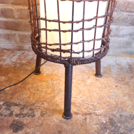 vintage vloerlamp staande lamp gevlochten riet stof Japandi