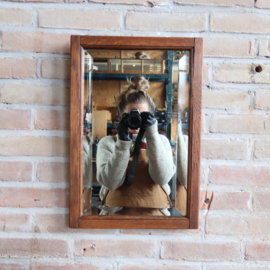 Vierkant houten spiegel vintage antiek