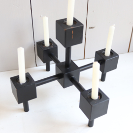 Vintage mid-century kandelaar zwart hout