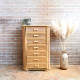 Vintage rotan ladekast hoog